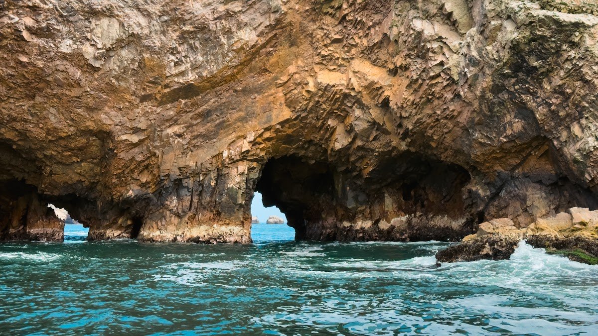 Rock formations along the Ballestas coast in Peru